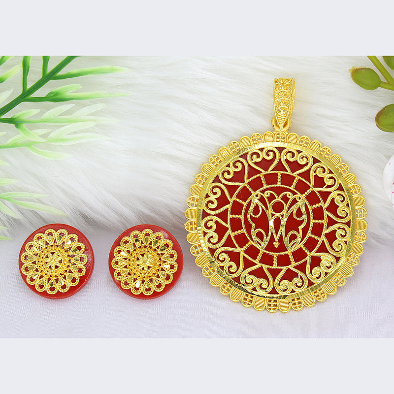 Mahavir Gold Plated Pendant Set