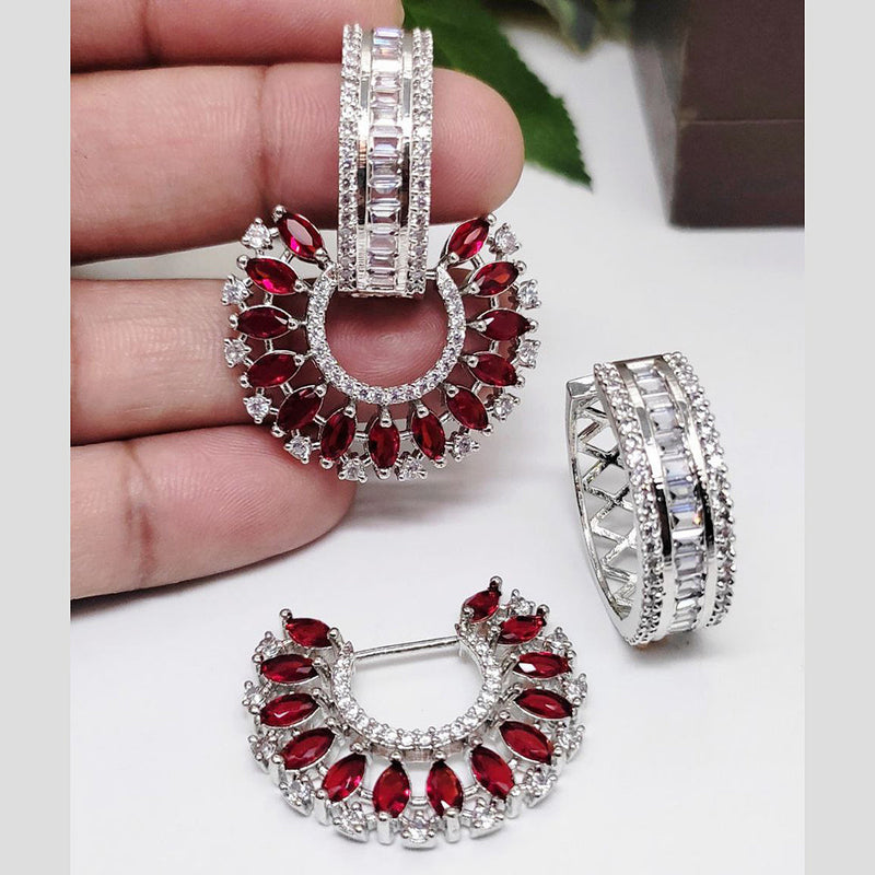 Aamrapali Silver Plated AD 2 In 1 Dangler Earrings