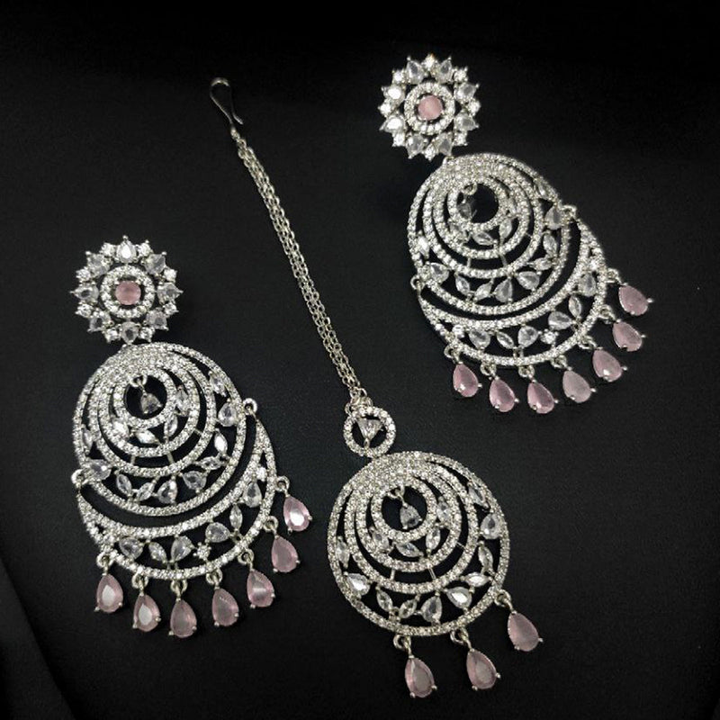 Aamrapali Silver Plated AD Earrings With Maangikka