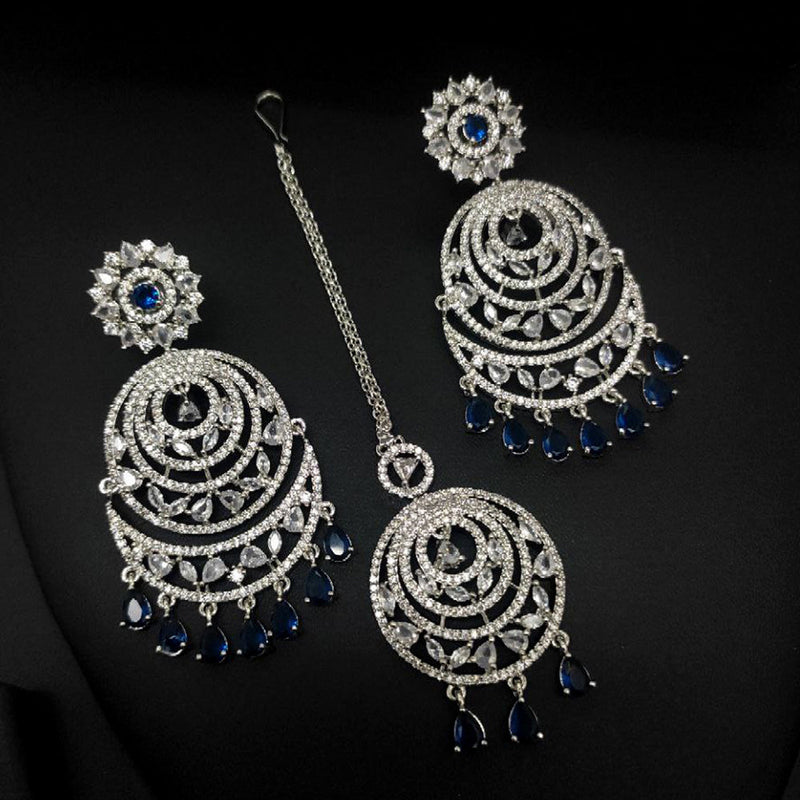 Aamrapali Silver Plated AD Earrings With Maangikka