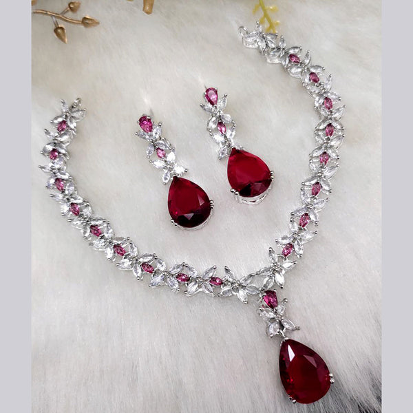 Aamrapali Silver Plated AD Necklace Set