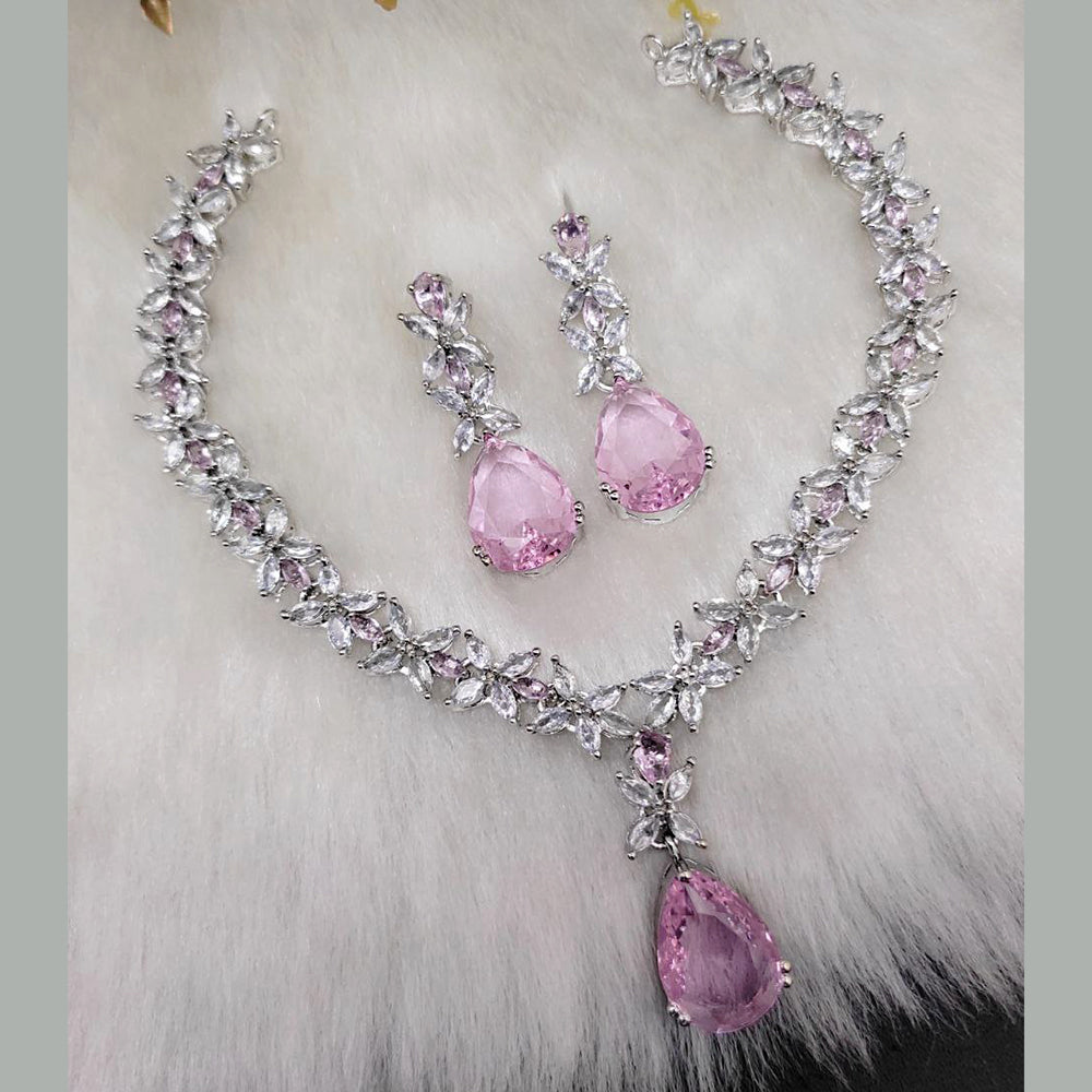 Aamrapali Silver Plated AD Necklace Set