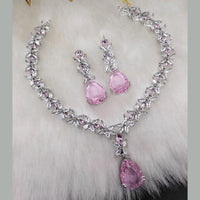 Aamrapali Silver Plated AD Necklace Set