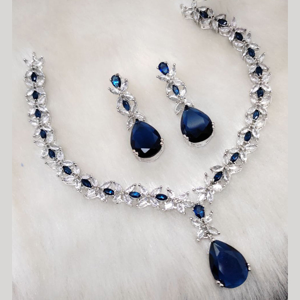 Aamrapali Silver Plated AD Necklace Set