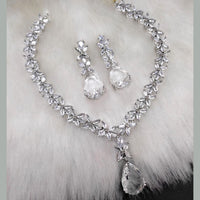 Aamrapali Silver Plated AD Necklace Set