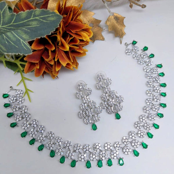 Aamrapali Silver Plated AD Necklace Set