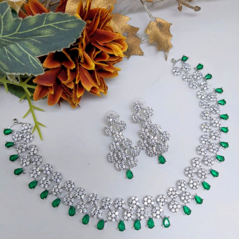 Aamrapali Silver Plated AD Necklace Set