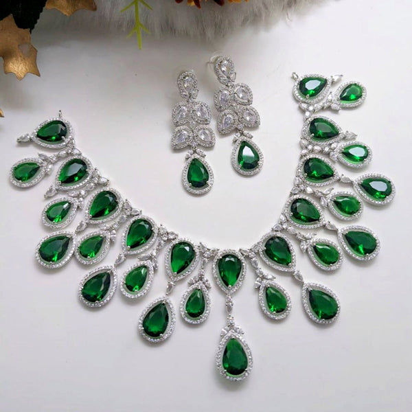 Aamrapali Silver Plated AD Necklace Set