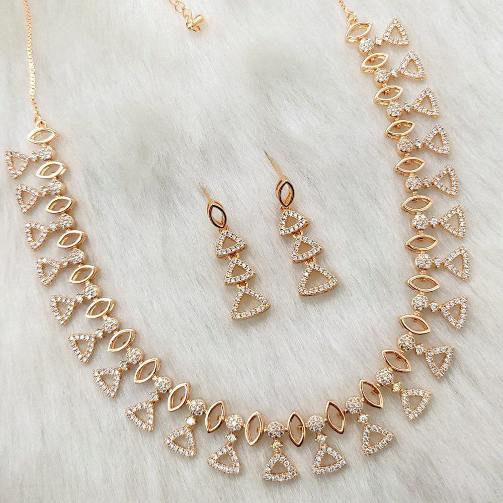 Aamrapali Rose Gold  Plated AD Necklace Set
