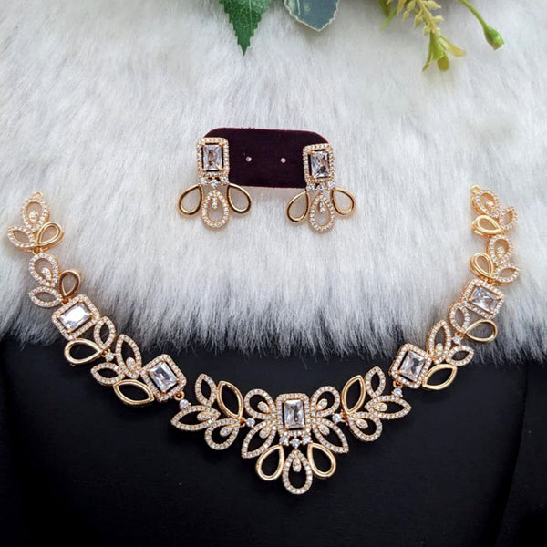 Aamrapali Rose Gold  Plated AD Necklace Set