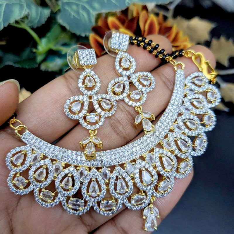 Aamrapali Gold Plated CZ Mangalsutra Pendant Set