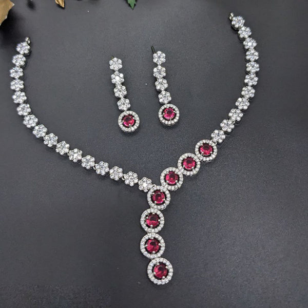 Aamrapali Silver Plated AD Necklace Set