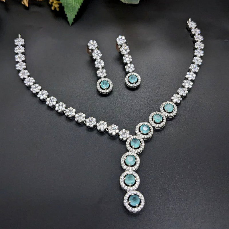 Aamrapali Silver Plated AD Necklace Set