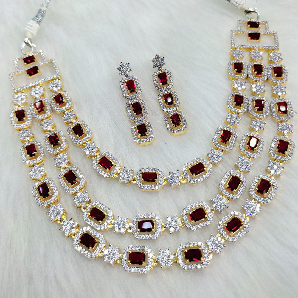 Aamrapali Gold Plated AD Necklace Set