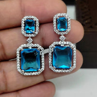 Aamrapali Silver Plated AD Dangler Earrings