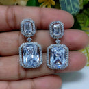 Aamrapali Silver Plated AD Dangler Earrings