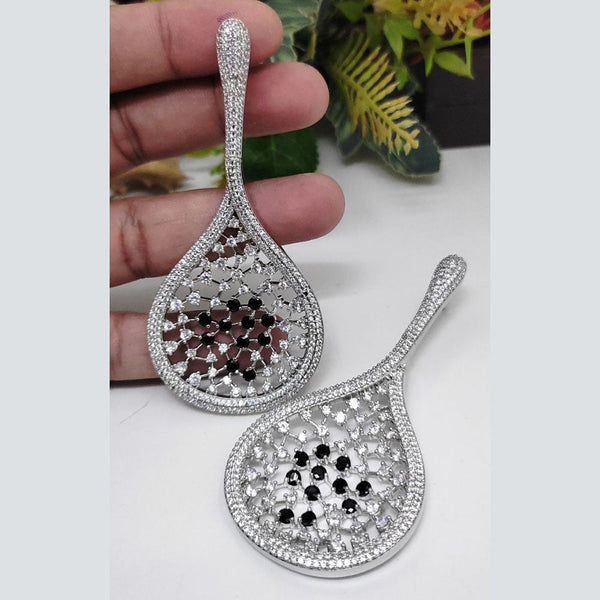 Aamrapali Silver Plated AD Dangler Earrings