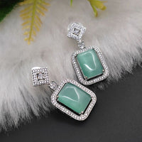 Aamrapali Silver Plated AD Dangler Earrings