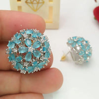 Aamrapali Silver Plated AD Dangler Earrings