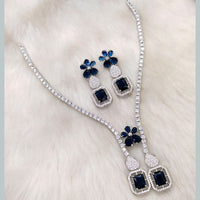 Aamrapali Silver Plated AD Necklace Set