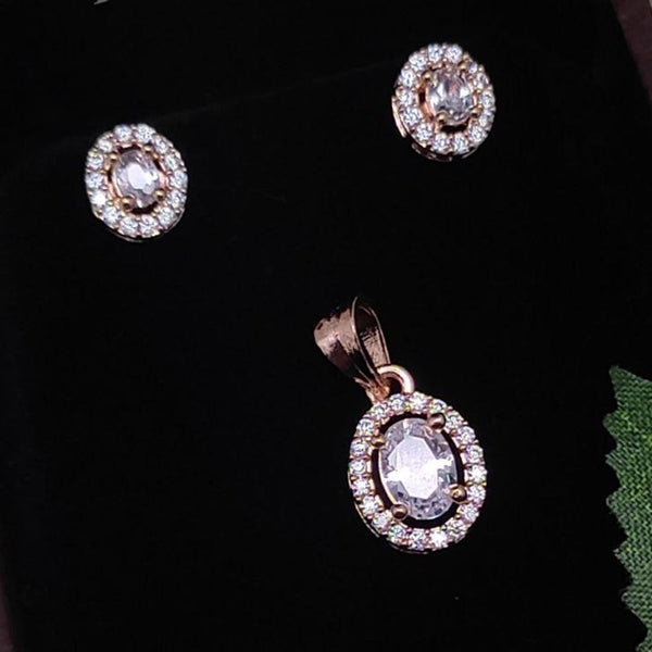 Aamrapali Rose Gold  Plated Pendant Set (Without Chain)