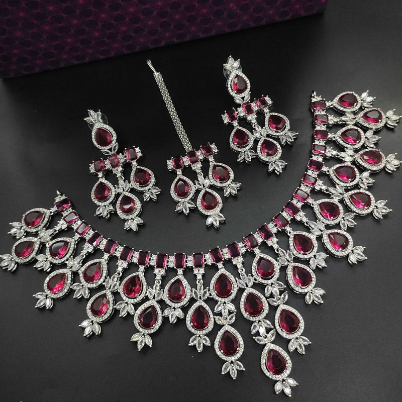 Aamrapali Silver Plated AD Necklace Set