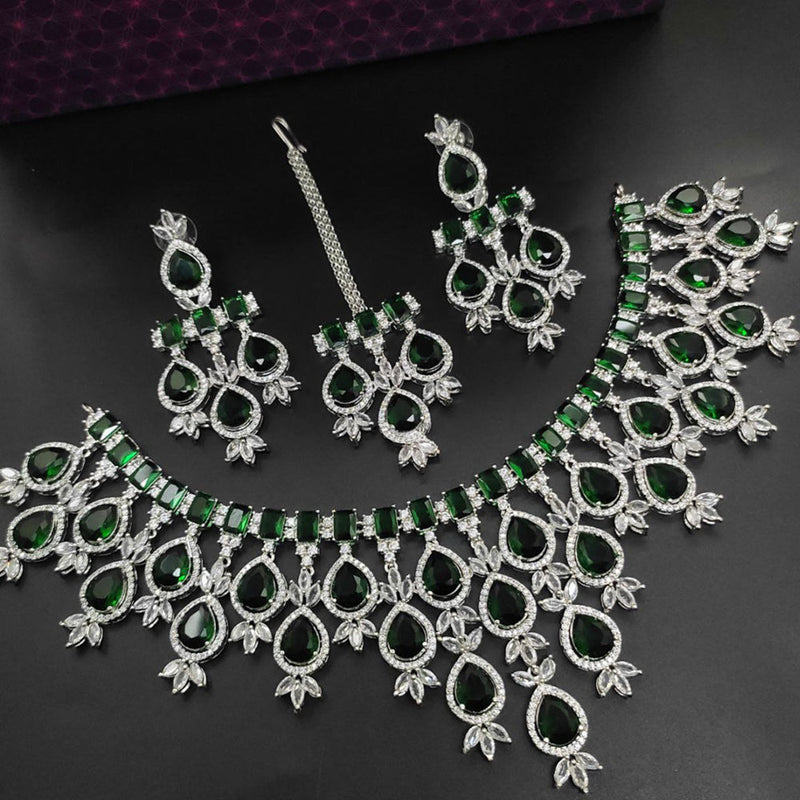 Aamrapali Silver Plated AD Necklace Set