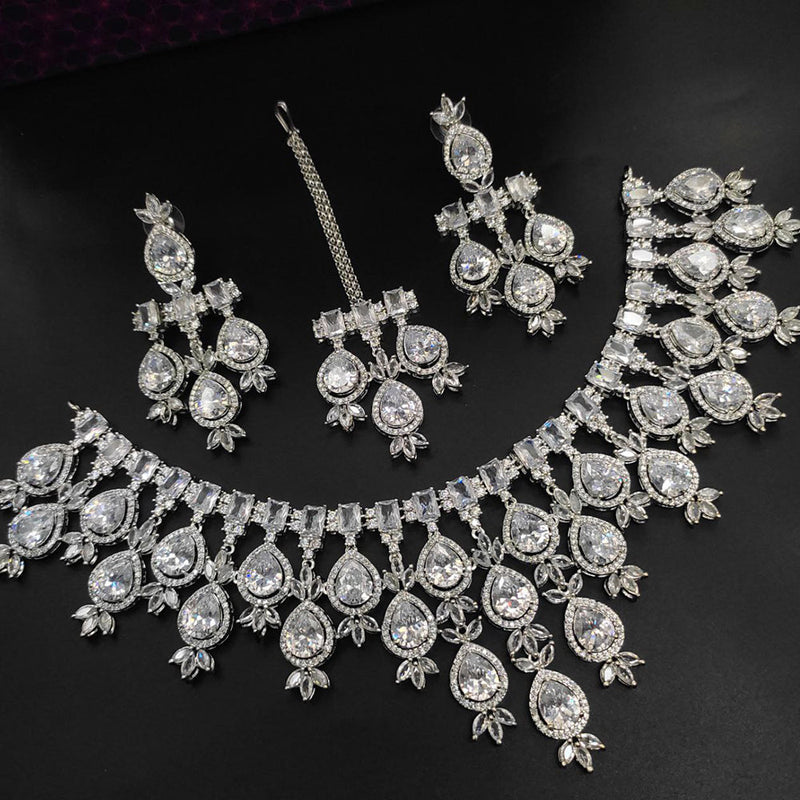 Aamrapali Silver Plated AD Necklace Set