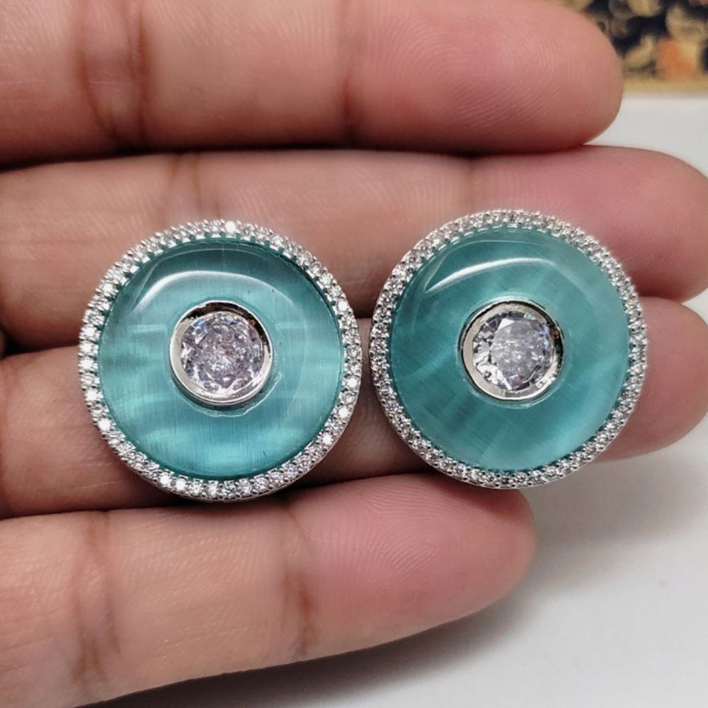 Aamrapali Silver Plated Enamel Stud Earrings