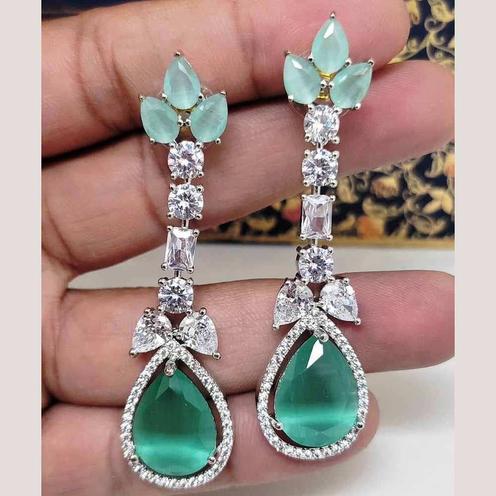 Aamrapali Silver Plated AD Dangler Earrings