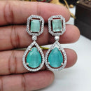 Aamrapali Silver Plated AD Dangler Earrings