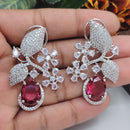 Aamrapali Silver Plated AD Dangler Earrings