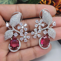 Aamrapali Silver Plated AD Dangler Earrings