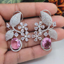 Aamrapali Silver Plated AD Dangler Earrings