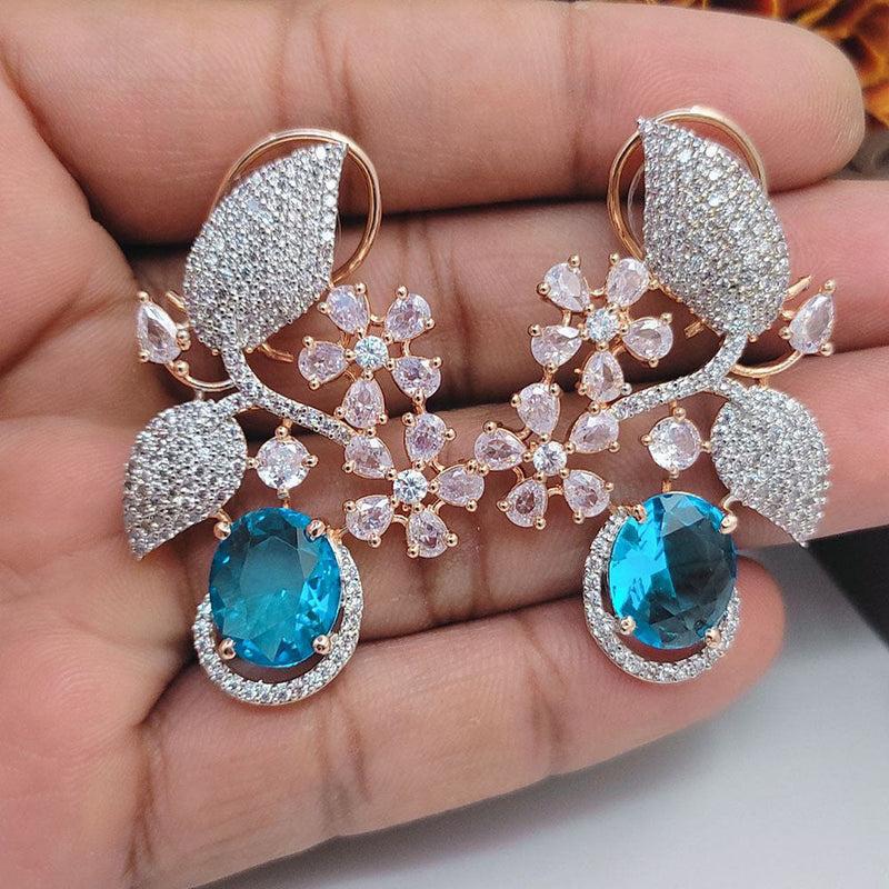 Aamrapali Rose Gold  Plated AD Dangler Earrings