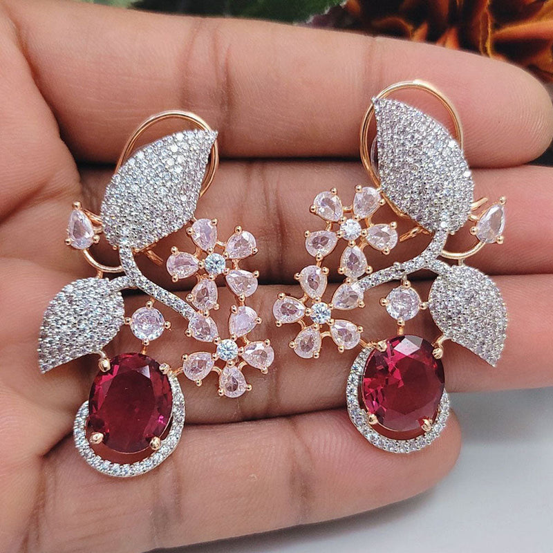 Aamrapali Rose Gold  Plated AD Dangler Earrings