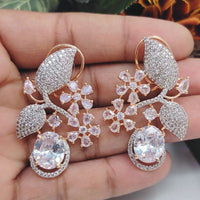 Aamrapali Rose Gold  Plated AD Dangler Earrings