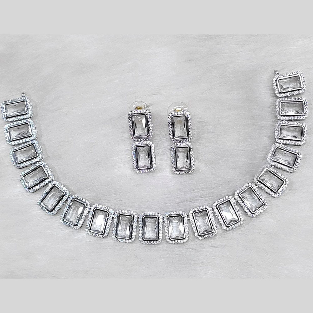 Aamrapali Silver Plated AD Necklace Set