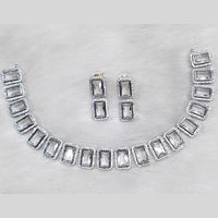 Aamrapali Silver Plated AD Necklace Set