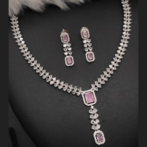 Bhavi Jewels Silver Plated AD Necklace Set