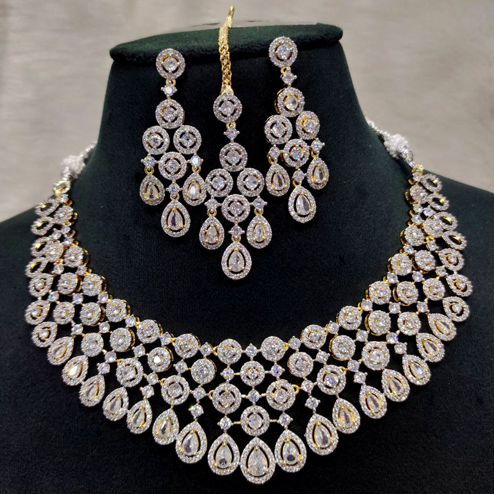 Aamrapali Gold Plated AD Necklace Set