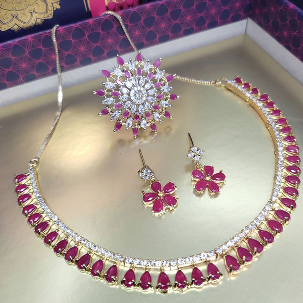 Aamrapali Gold Plated AD Necklace Set