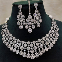 Aamrapali Silver  Plated AD Necklace Set