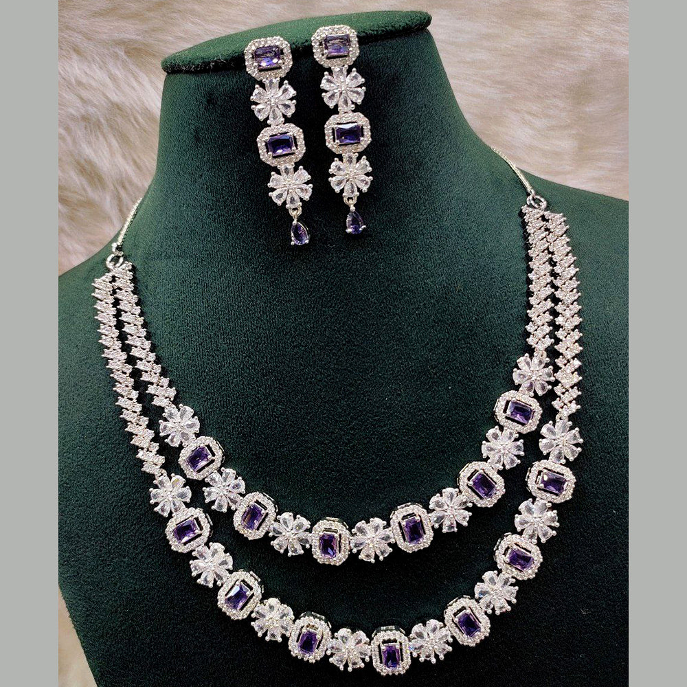 Aamrapali Silver Plated AD Necklace Set