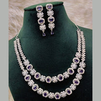 Aamrapali Silver Plated AD Necklace Set