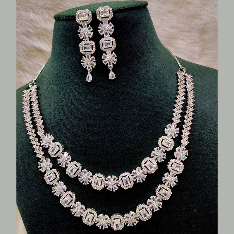 Aamrapali Silver  Plated AD Necklace Set