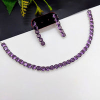 Aamrapali Silver Plated  Crystal Stone Necklace Set