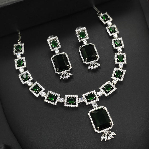 Aamrapali Silver Plated AD Necklace Set