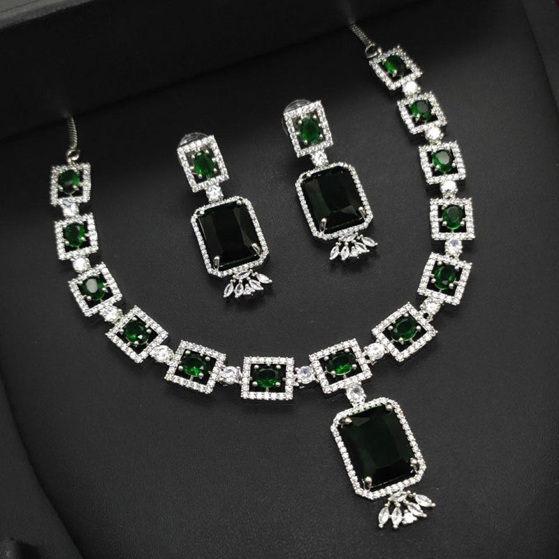 Aamrapali Silver Plated AD Necklace Set