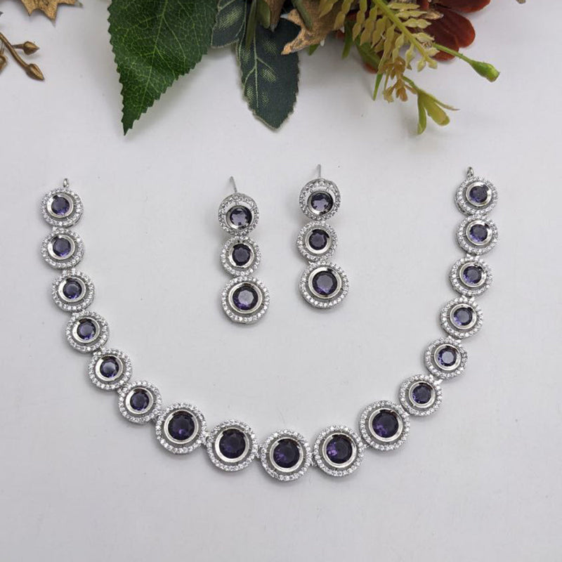 Aamrapali Silver Plated AD Necklace Set